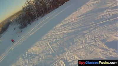 Pov babe pulled on ski slopes for spycam sex