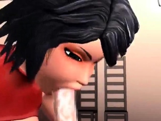 Foxy 3D Superwoman bounces up and down on a cock