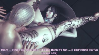 Lady Dimitrescu Dildo Table Multiple Cum by Short Skinny Visitor’s Cunning – Resident Evil Village