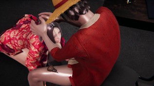 3D Hentai Uncensored HD Porn Horny Shy Pirate-Boa-Hancock Cunnilingus in BDSM Interrogation-Room