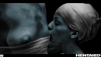 Two Alien girls fucking and kissing in a ton of cum