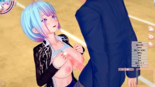 [Hentai Game Koikatsu!] Big tits beautiful schoolgirl “Azusa” is rubbed with her boobs. And sex.