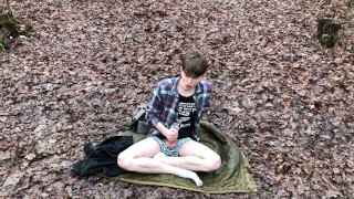 Camping with Daddy Outdoor /Daddy Filmed Me & CUM AS VULCANO / Cute boy