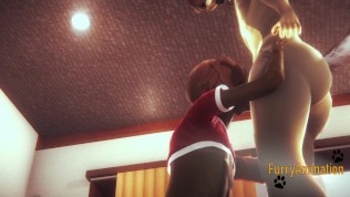 Furry Hentai – 2 Dogs blowjob and cum in her mouth
