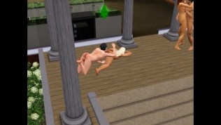 Swing meeting of two families on the doorstep of the house | video game sex